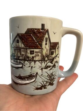 Vintage Otagiri Japan Coastal Harbour Stoneware mug